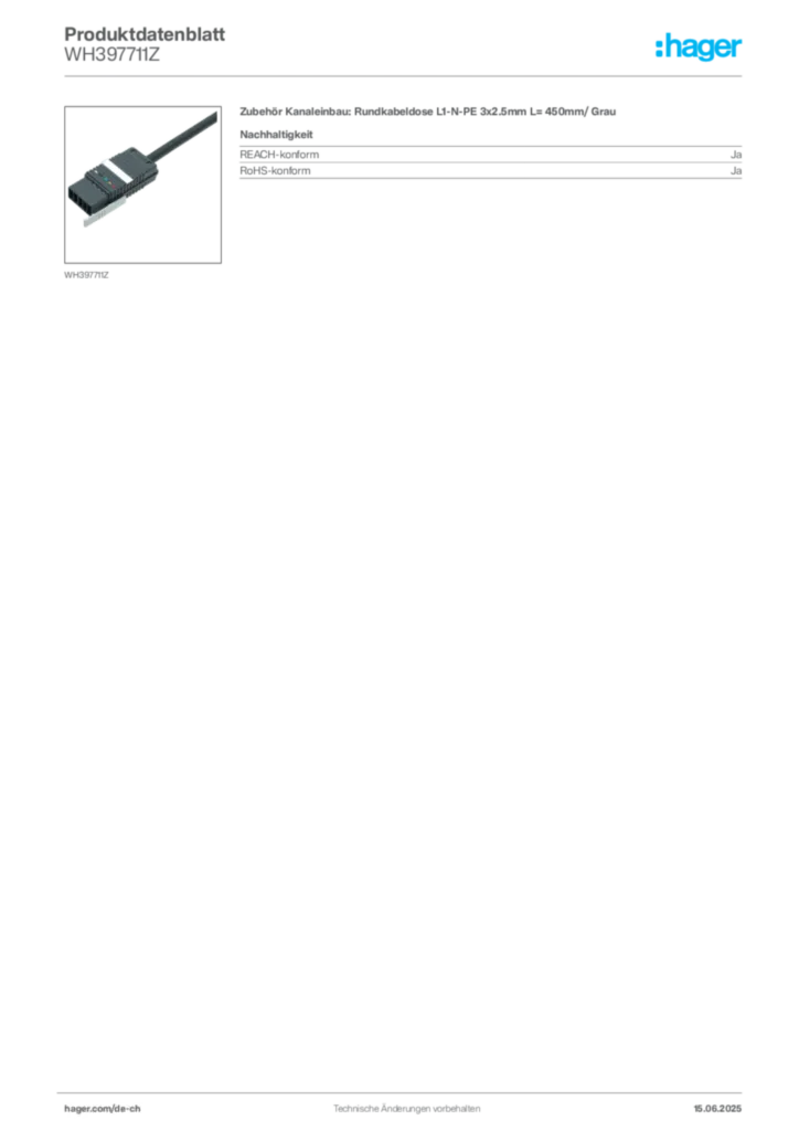 Bild Hager Produktdatenblatt WH397711Z | Hager Schweiz