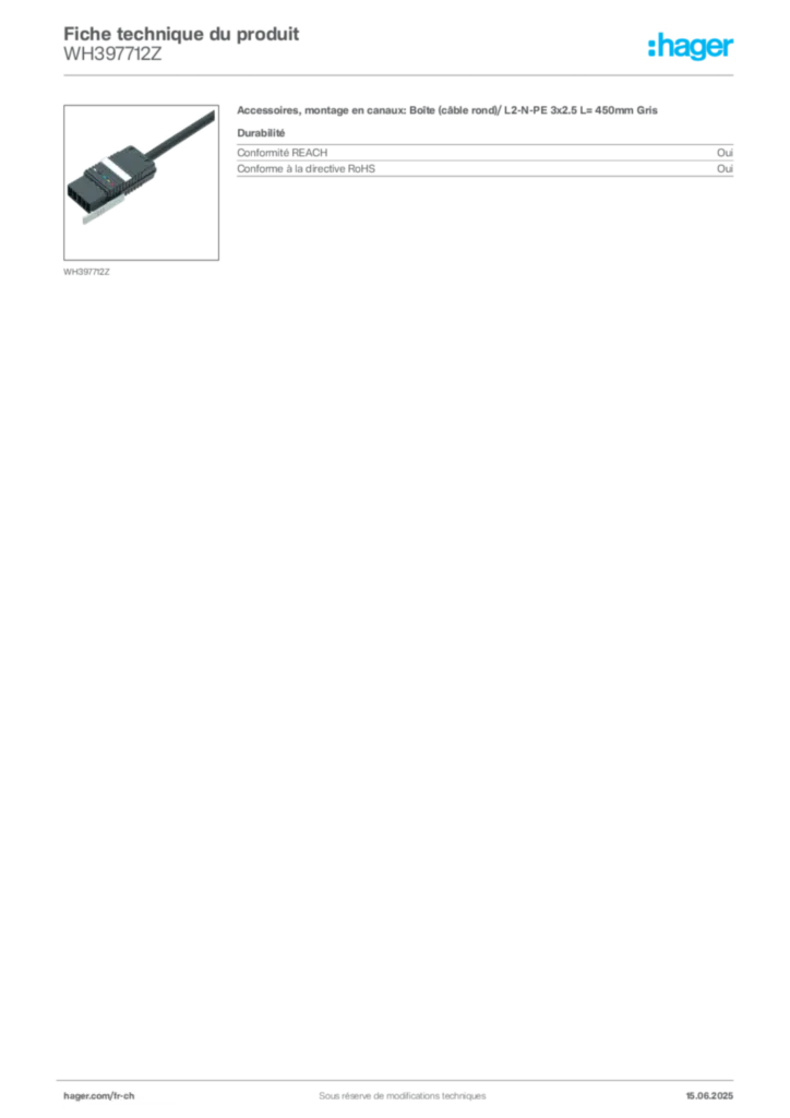 Image Hager Fiche technique du produit WH397712Z | Hager Suisse
