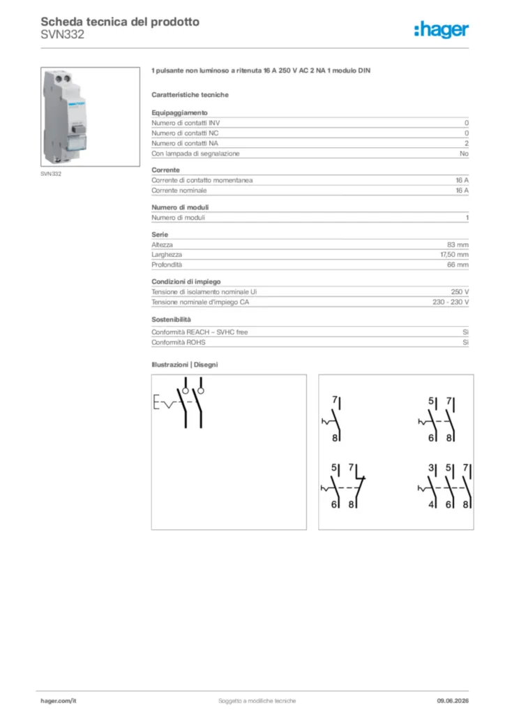 Immagine Hager Scheda tecnica del prodotto SVN332 | Hager Italia