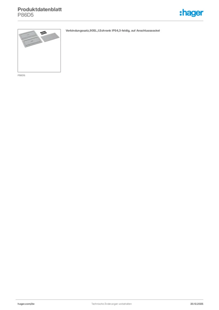 Bild Hager Produktdatenblatt P86D5 | Hager Deutschland