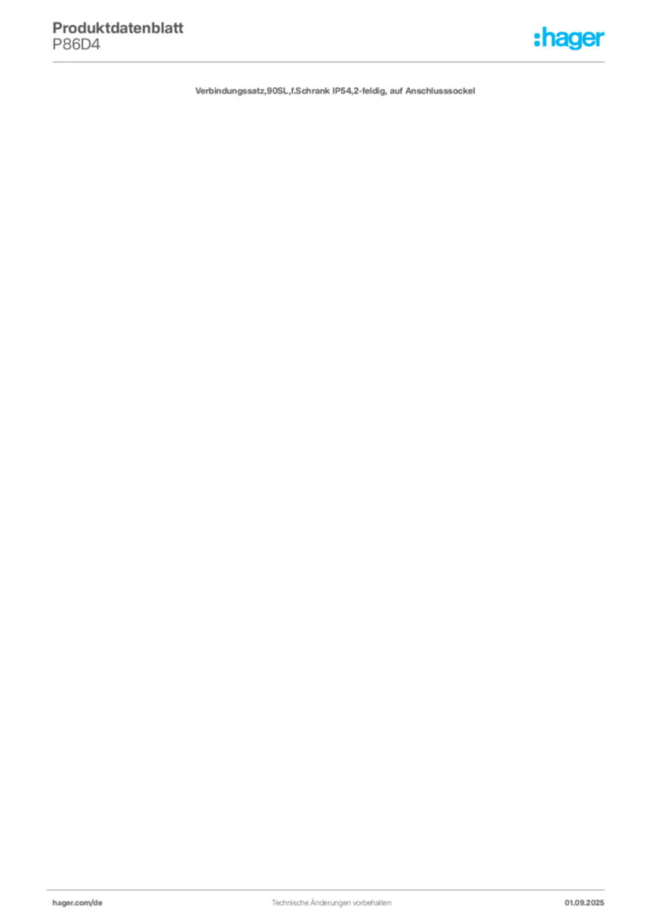 Bild Hager Produktdatenblatt P86D4 | Hager Deutschland