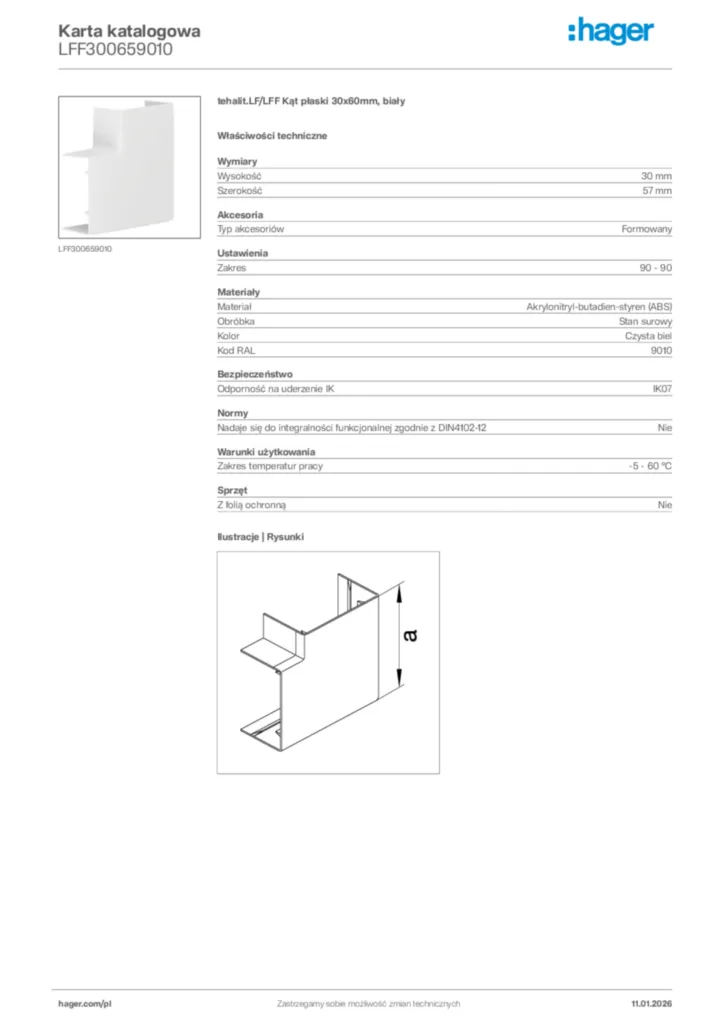 Zdjęcie Hager Karta katalogowa LFF300659010 | Hager Polska