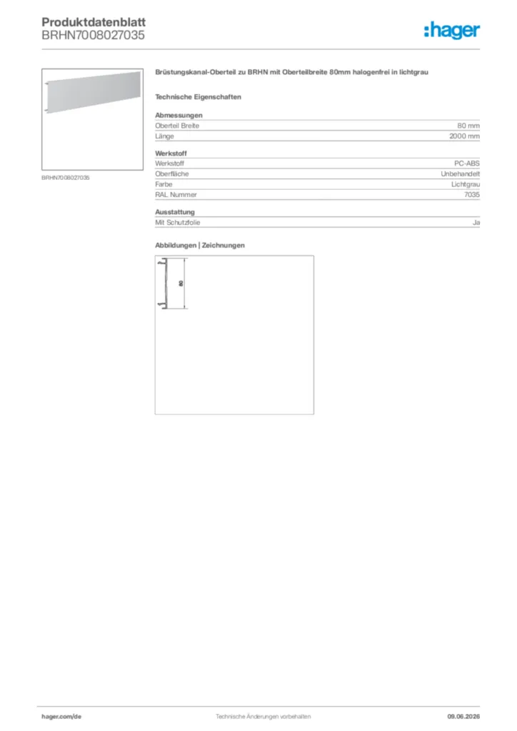 Bild Hager Produktdatenblatt BRHN7008027035 | Hager Deutschland