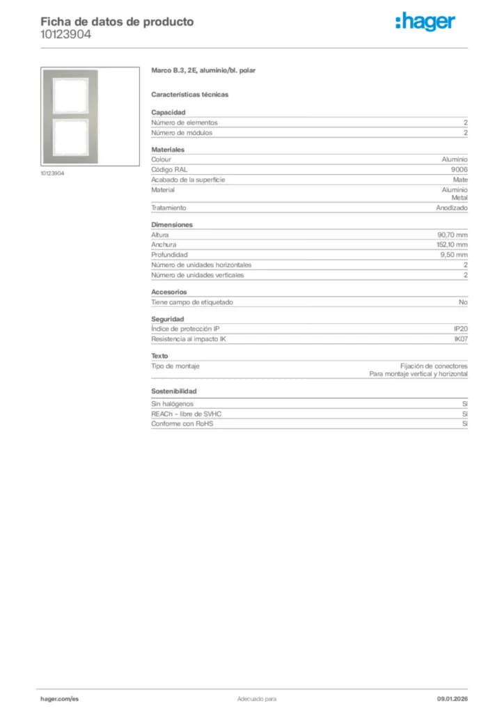 Imagen Hager Ficha de datos de producto 10123904 | Hager España