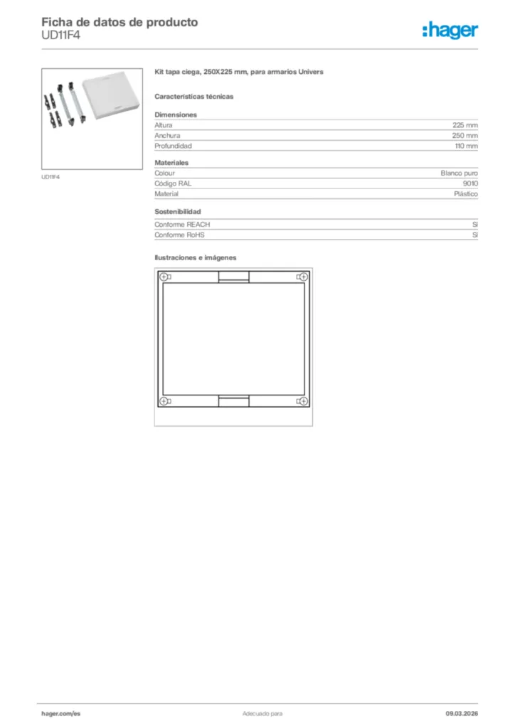 Imagen Hager Ficha de datos de producto UD11F4 | Hager España