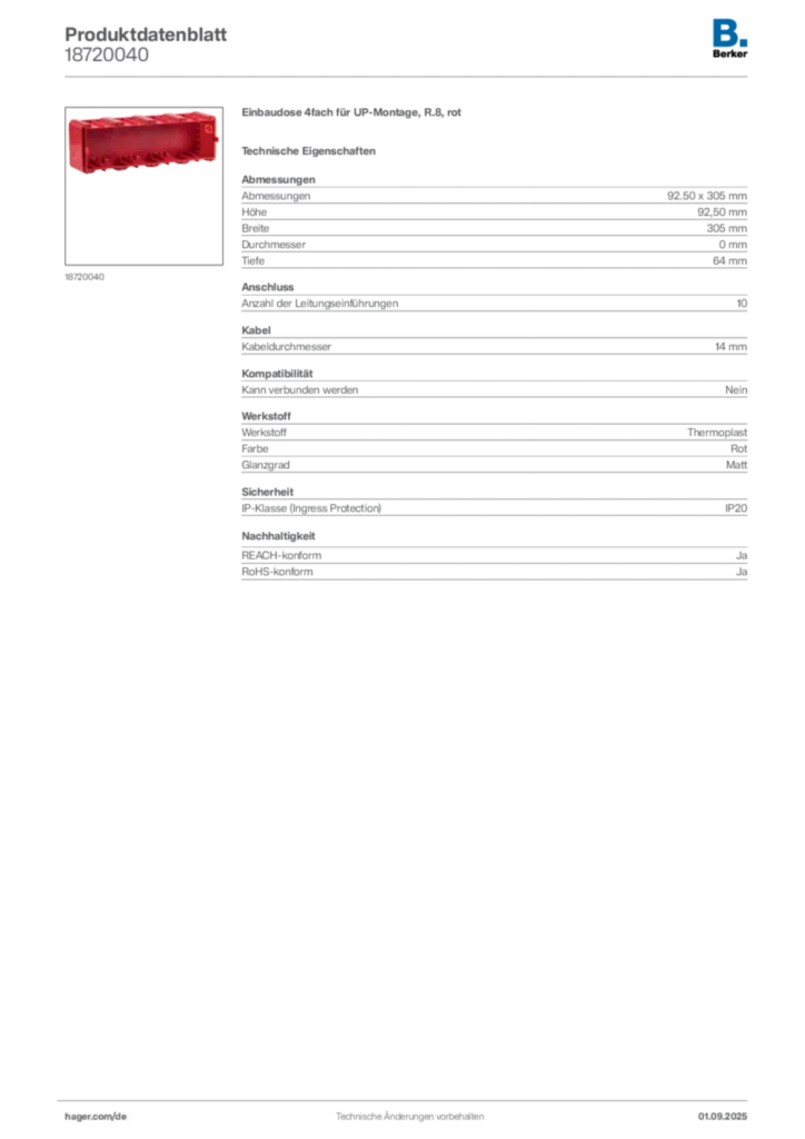 Berker Produktdatenblatt 18720040