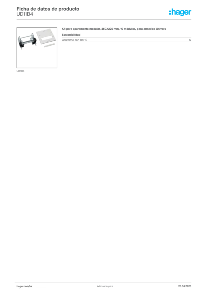 Imagen Hager Ficha de datos de producto UD11B4 | Hager España