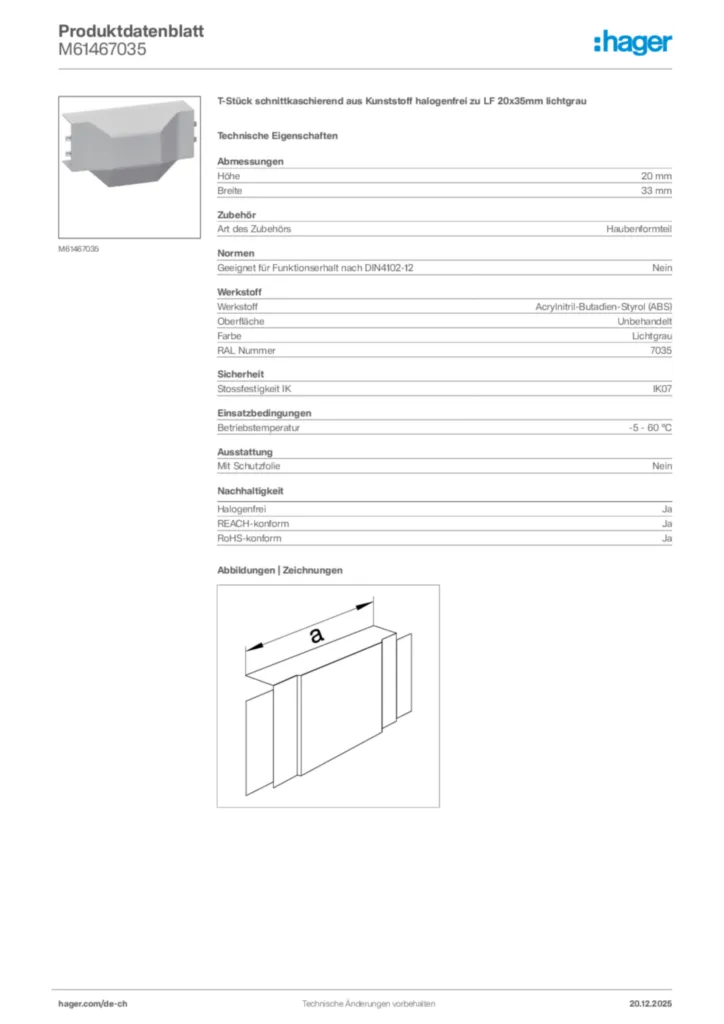 Bild Hager Produktdatenblatt M61467035 | Hager Schweiz