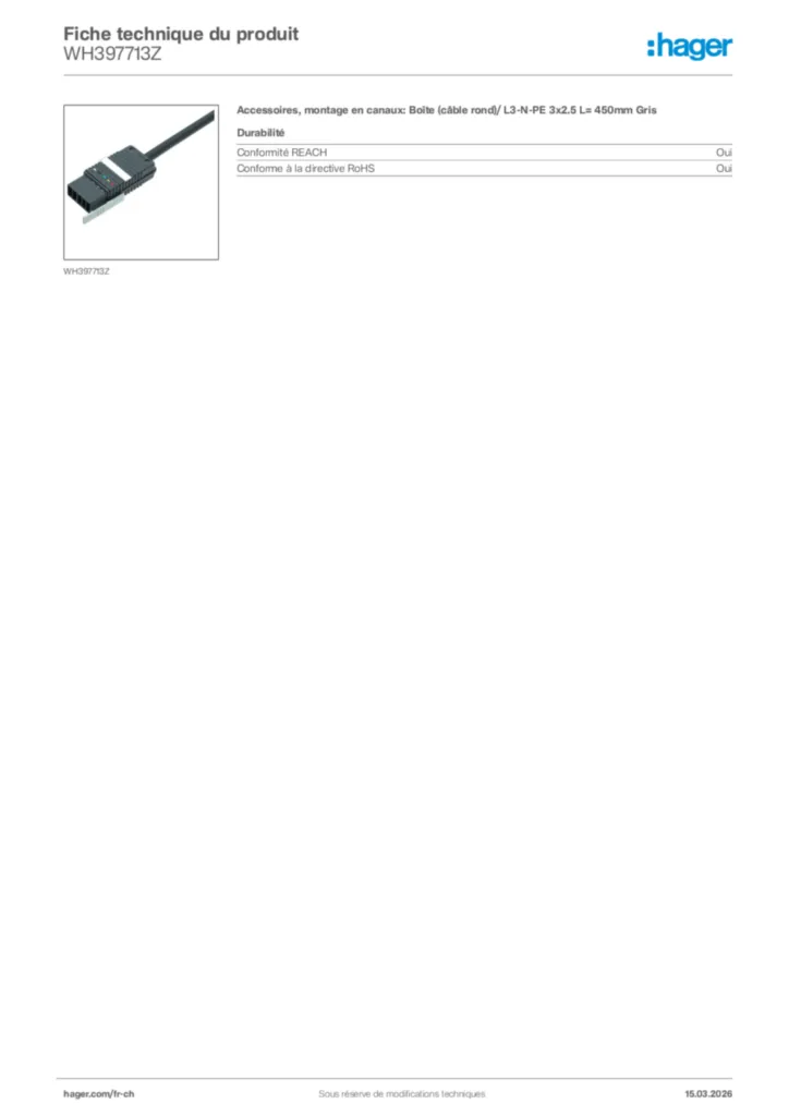 Image Hager Fiche technique du produit WH397713Z | Hager Suisse