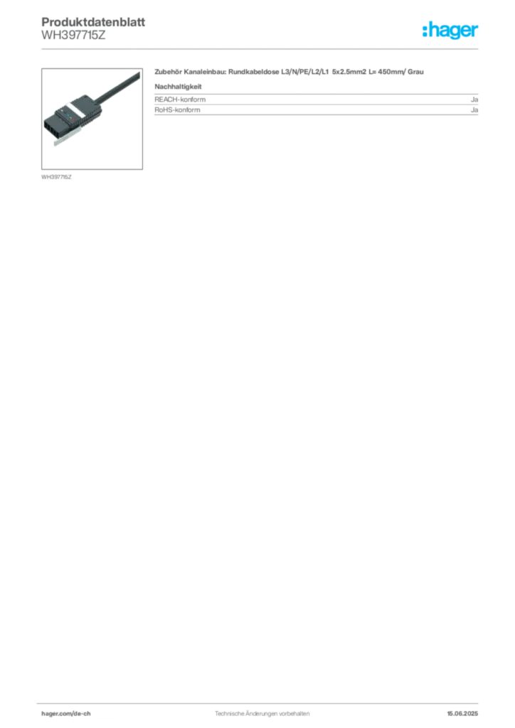 Bild Hager Produktdatenblatt WH397715Z | Hager Schweiz