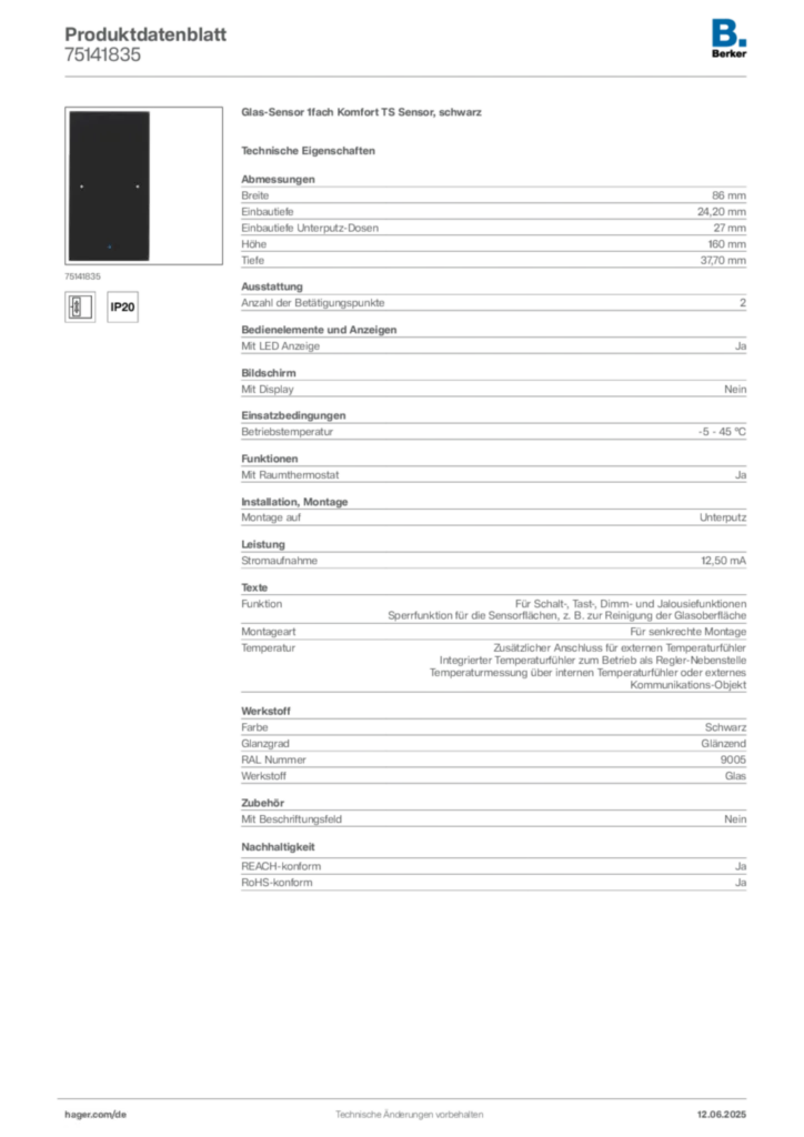 Berker Produktdatenblatt 75141835