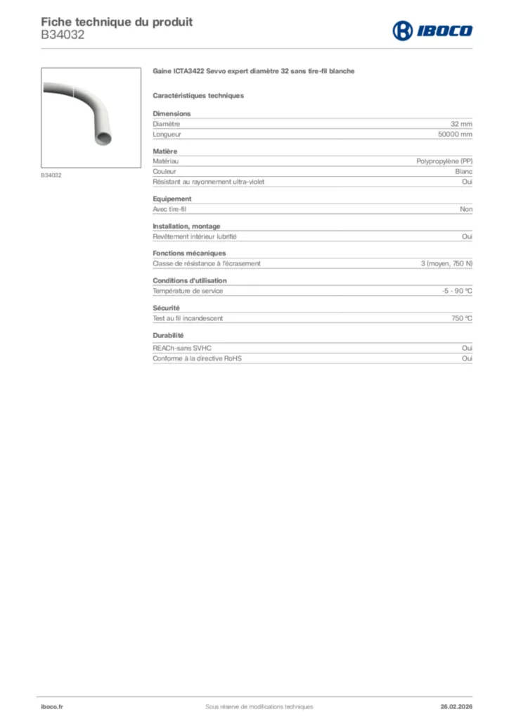 Image Iboco Fiche technique du produit B34032 | Hager France