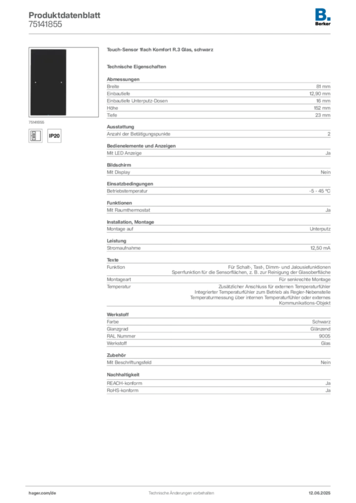 Berker Produktdatenblatt 75141855