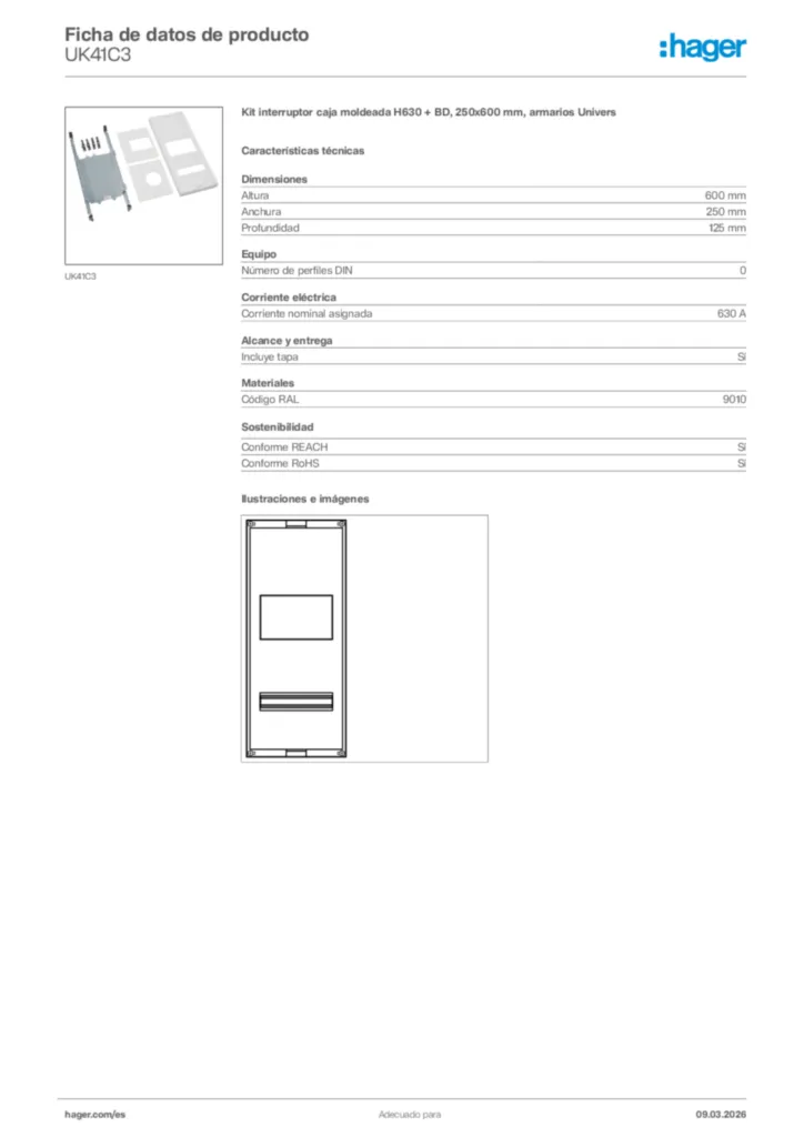 Imagen Hager Ficha de datos de producto UK41C3 | Hager España