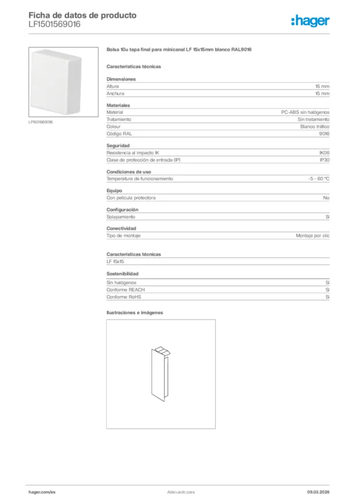Imagen Hager Ficha de datos de producto LF1501569016 | Hager España