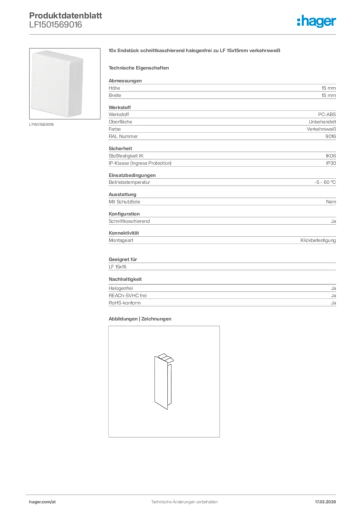 Bild Hager Produktdatenblatt LF1501569016 | Hager Deutschland