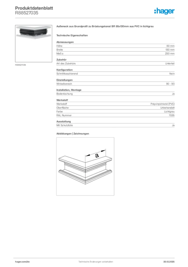 Bild Hager Produktdatenblatt R88527035 | Hager Deutschland