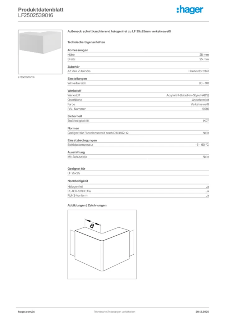 Bild Hager Produktdatenblatt LF2502539016 | Hager Deutschland