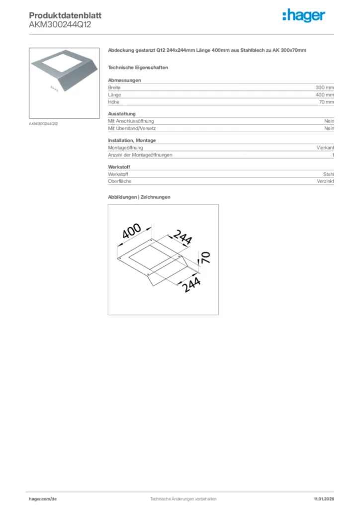 Bild Hager Produktdatenblatt AKM300244Q12 | Hager Deutschland