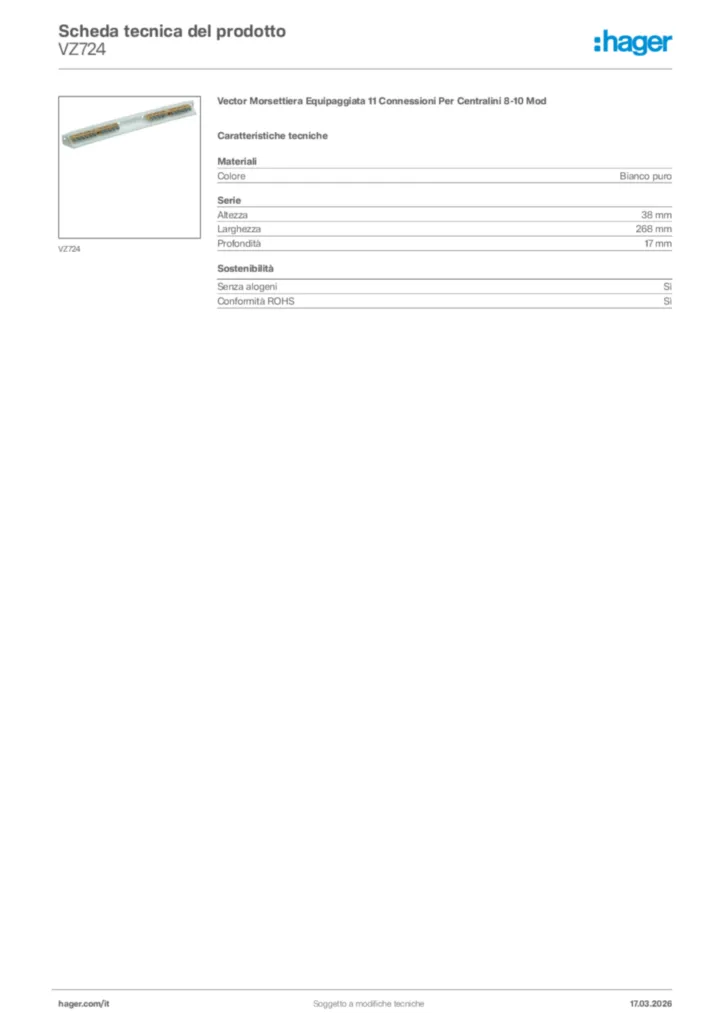 Immagine Hager Scheda tecnica del prodotto VZ724 | Hager Italia