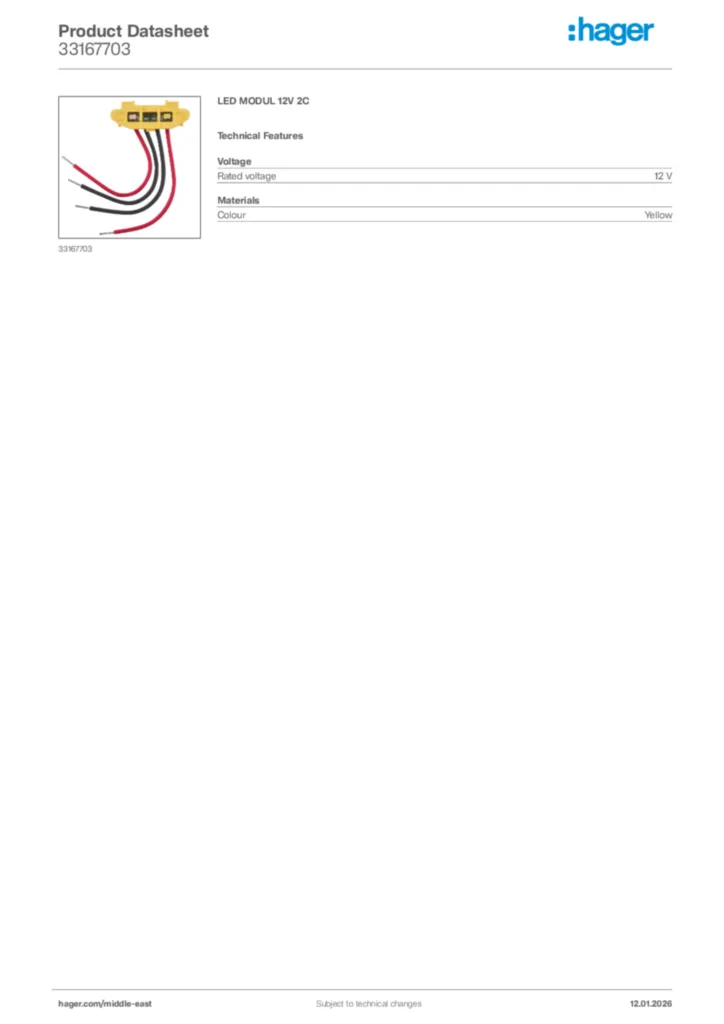 Image Hager Product data sheet 33167703  | Hager