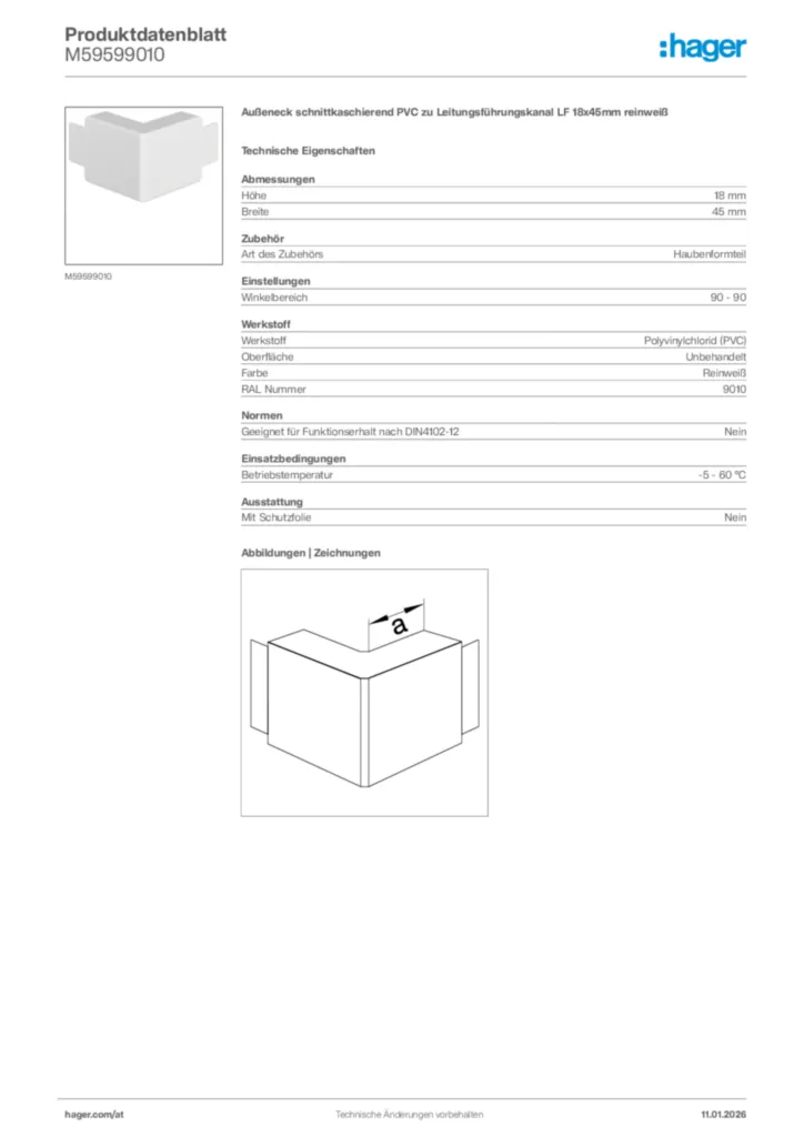 Bild Hager Produktdatenblatt M59599010 | Hager Deutschland