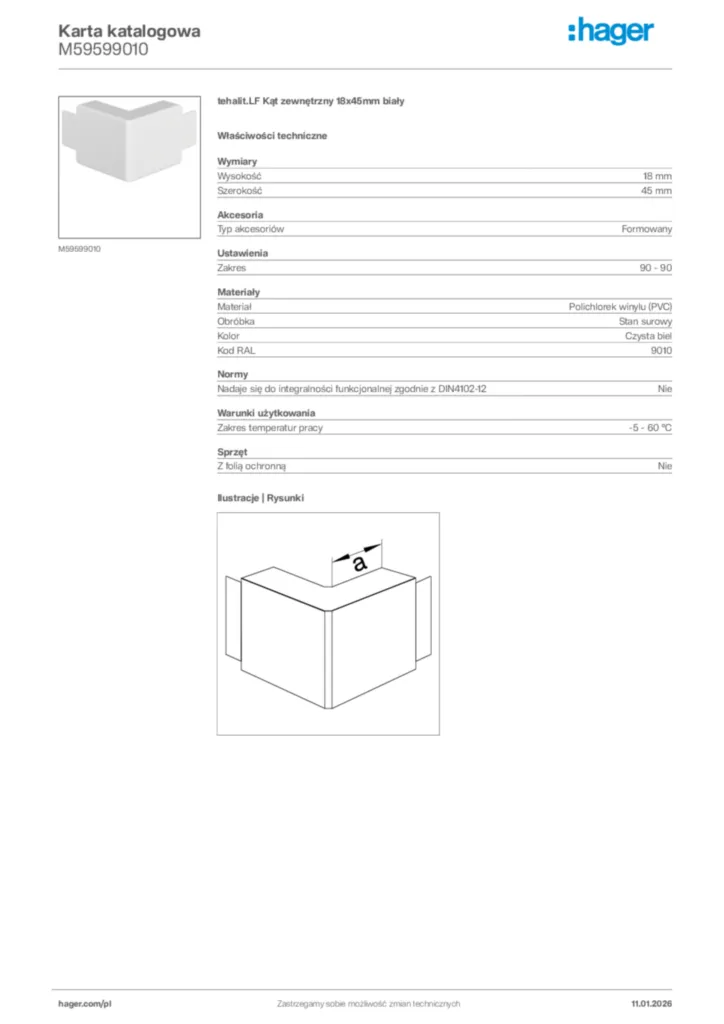 Zdjęcie Hager Karta katalogowa M59599010 | Hager Polska