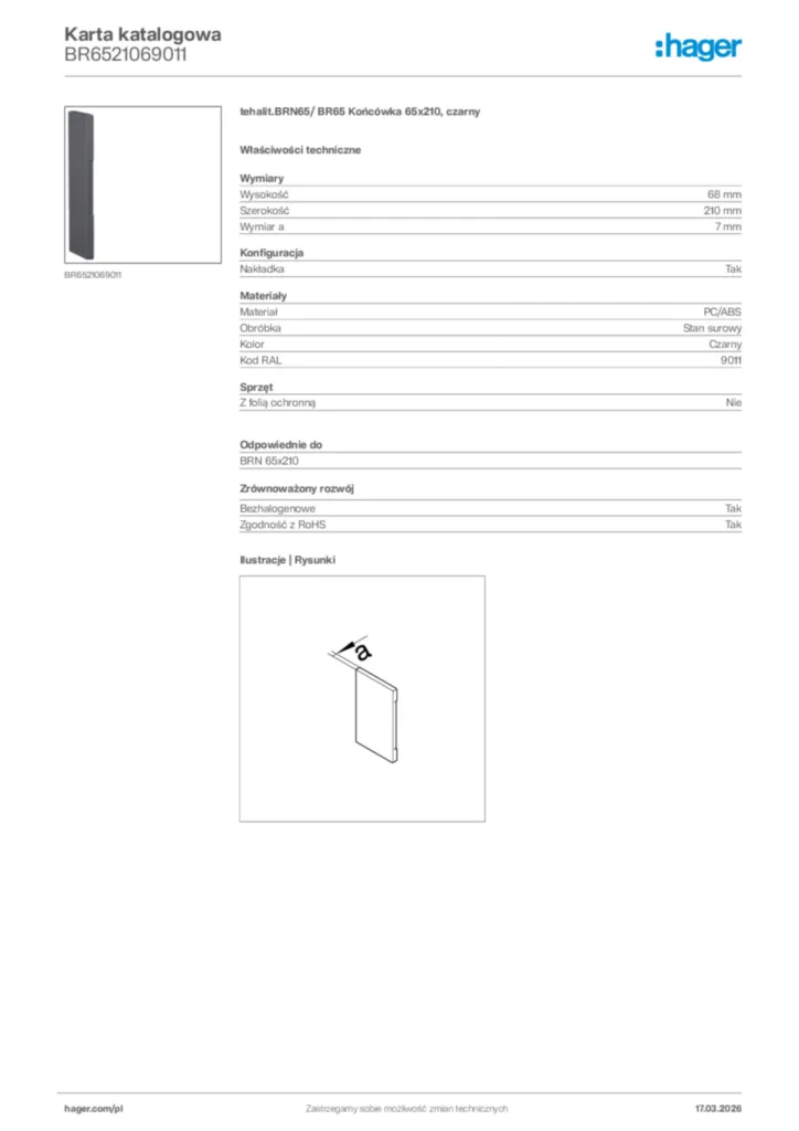 Zdjęcie Hager Karta katalogowa BR6521069011 | Hager Polska