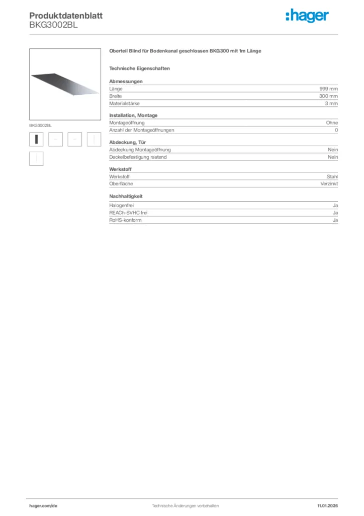 Bild Hager Produktdatenblatt BKG3002BL | Hager Deutschland