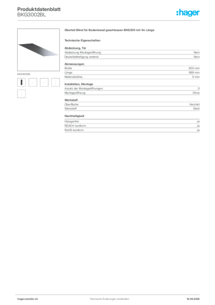 Bild Hager Produktdatenblatt BKG3002BL | Hager Schweiz