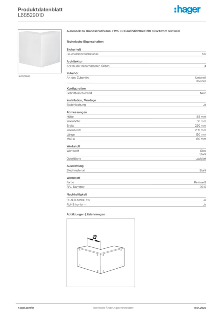 Bild Hager Produktdatenblatt L68529010 | Hager Deutschland