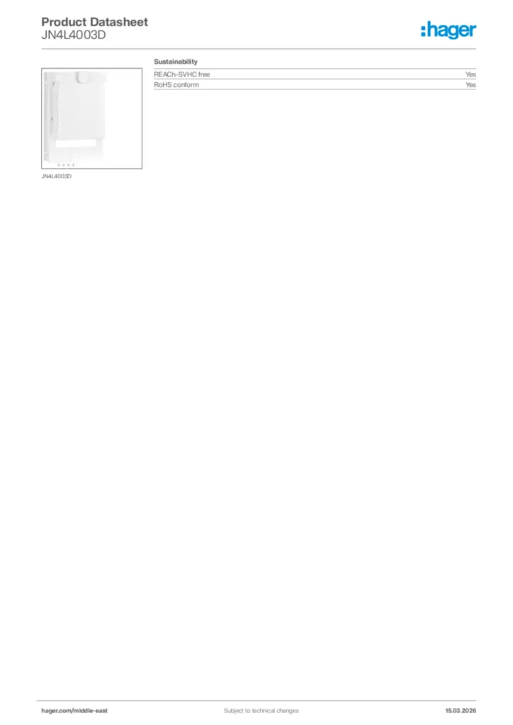 Image Hager Product data sheet JN4L4003D  | Hager