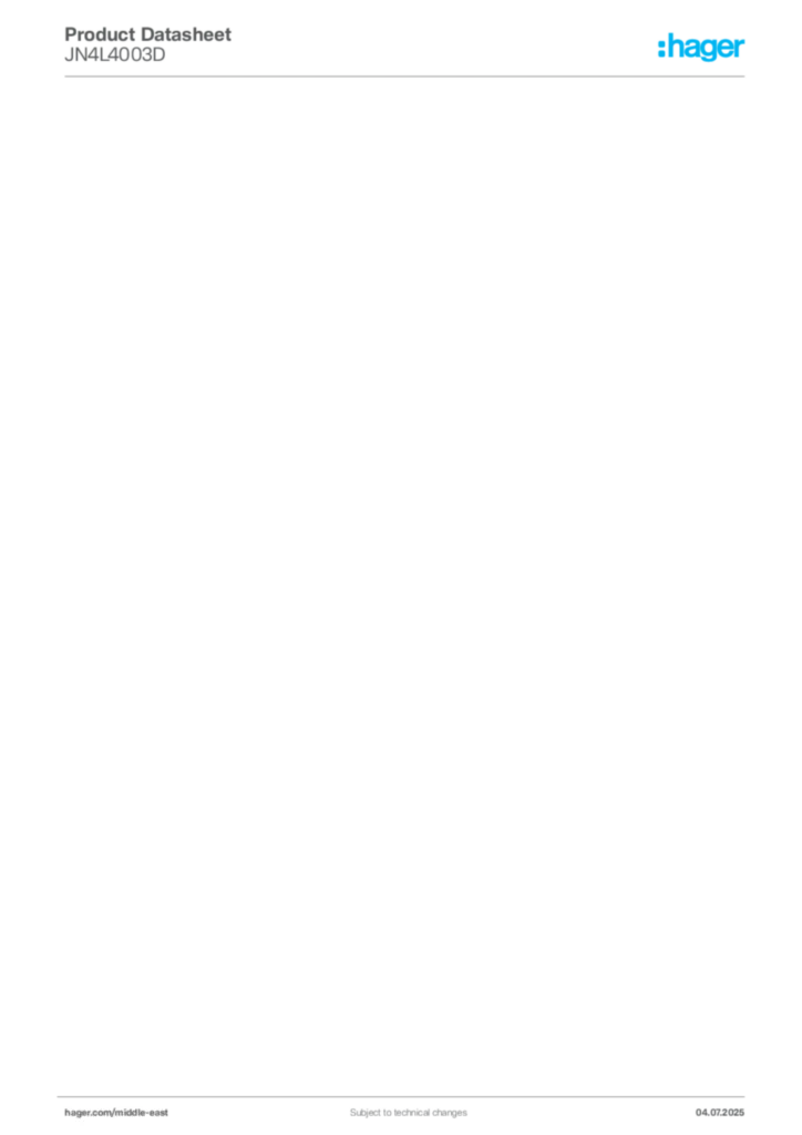 Image Hager Product data sheet JN4L4003D  | Hager