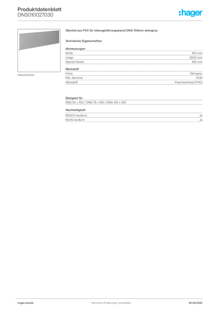 Bild Hager Produktdatenblatt DN5010027030 | Hager Deutschland