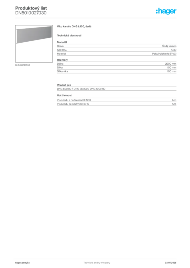 Obrázek Hager Produktový list DN5010027030 | Hager