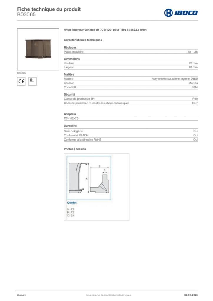 Image Iboco Fiche technique du produit B03065 | Hager France
