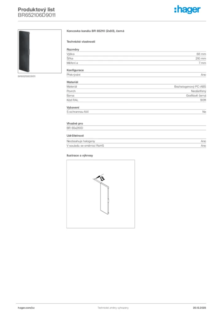 Obrázek Hager Produktový list BR652106D9011 | Hager