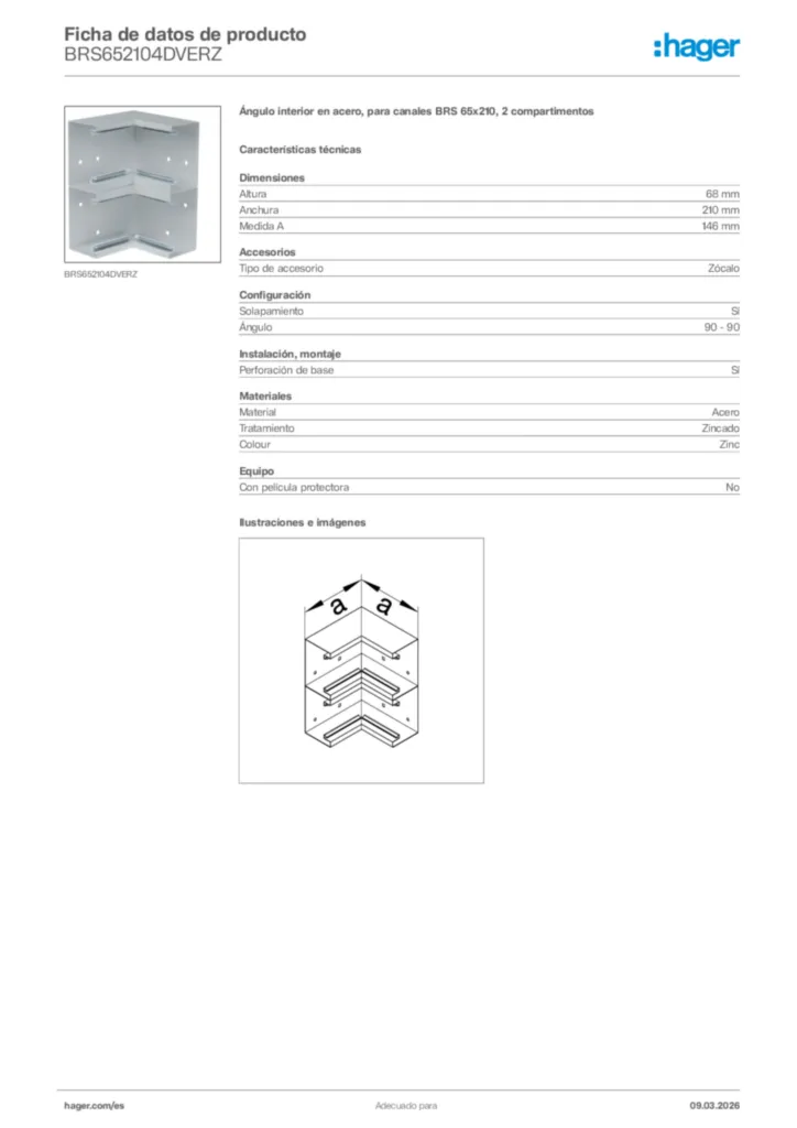Imagen Hager Ficha de datos de producto BRS652104DVERZ | Hager España