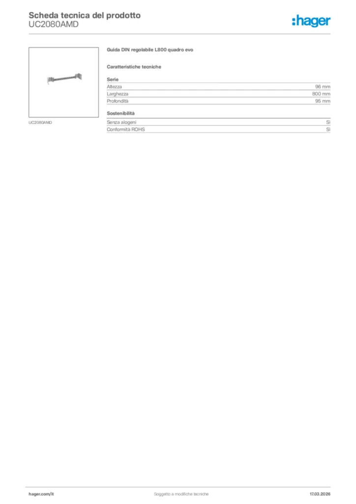 Immagine Hager Scheda tecnica del prodotto UC2080AMD | Hager Italia