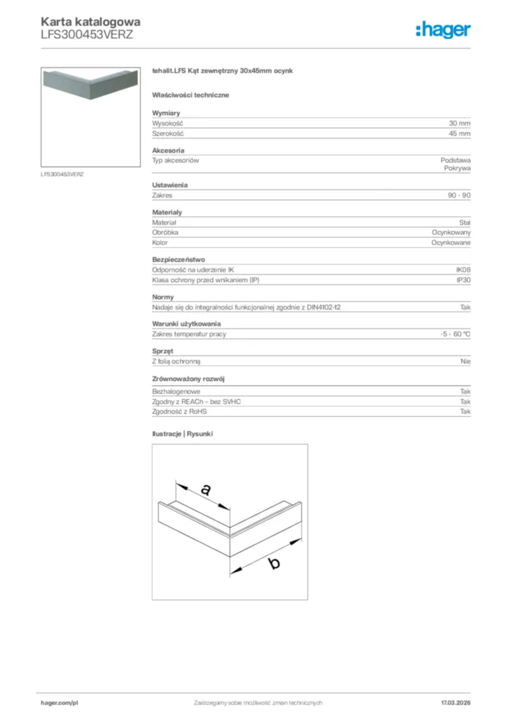 Zdjęcie Hager Karta katalogowa LFS300453VERZ | Hager Polska