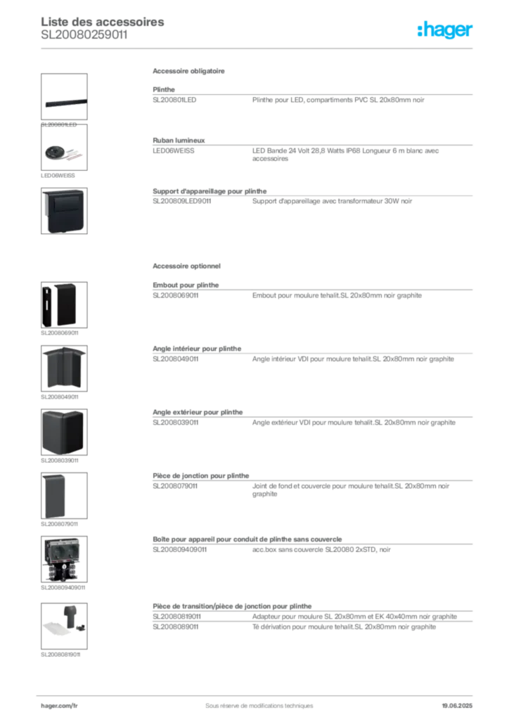 Image Hager Fiche technique du produit SL20080259011 | Hager France