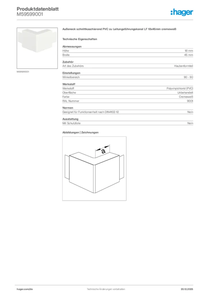 Bild Hager Produktdatenblatt M59599001 | Hager Deutschland