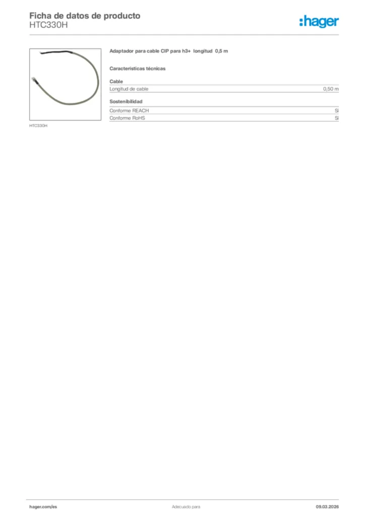 Imagen Hager Ficha de datos de producto HTC330H | Hager España