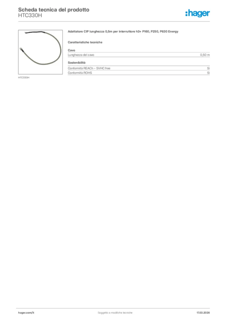 Immagine Hager Scheda tecnica del prodotto HTC330H | Hager Italia