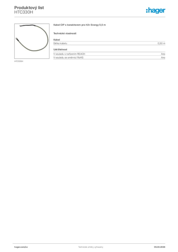 Obrázek Hager Product data sheet HTC330H | Hager