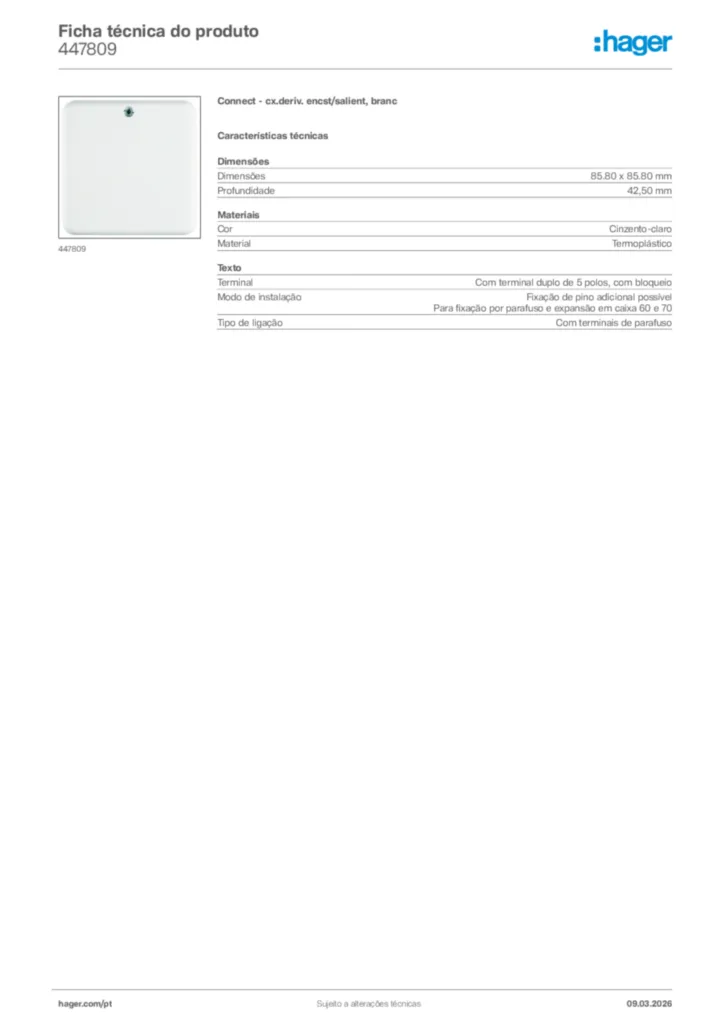 Imagem Hager Ficha técnica do produto 447809 | Hager Portugal
