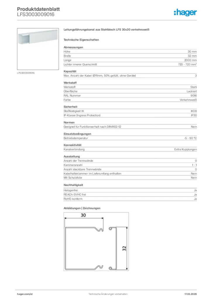 Bild Hager Produktdatenblatt LFS3003009016 | Hager Deutschland