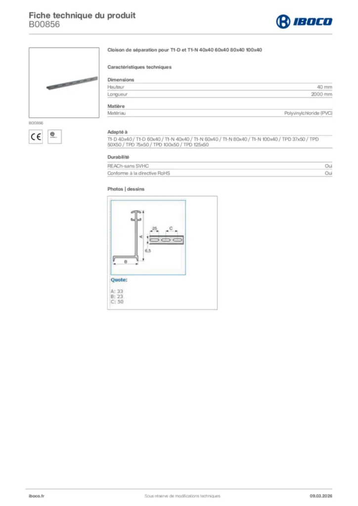 Image Iboco Fiche technique du produit B00856 | Hager France