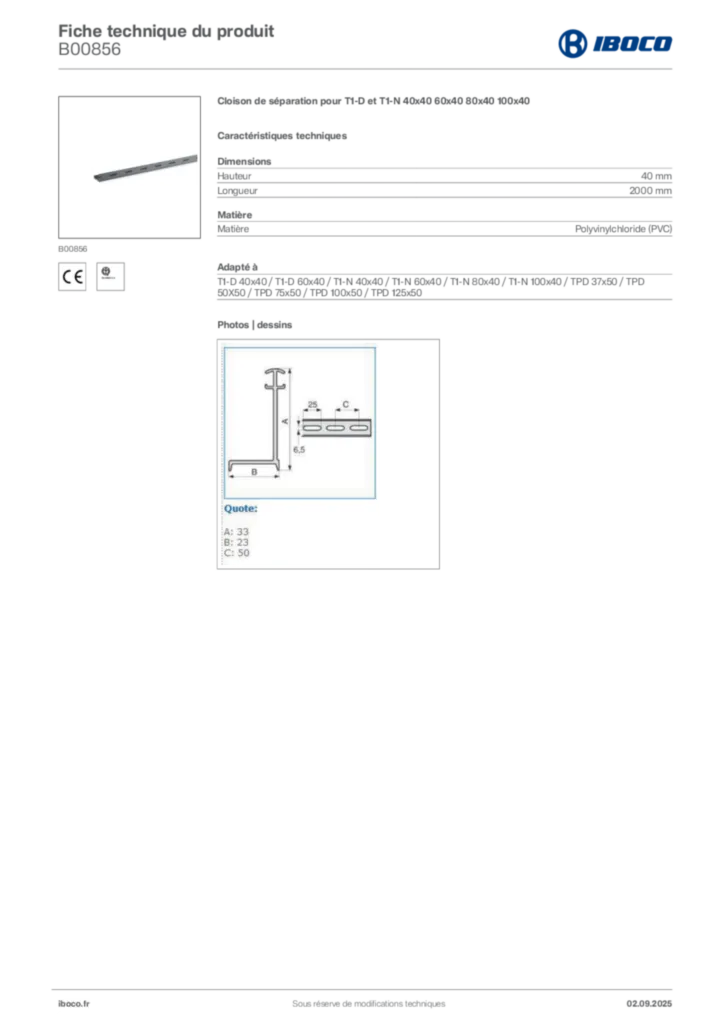 Image Iboco Fiche technique du produit B00856 | Hager France