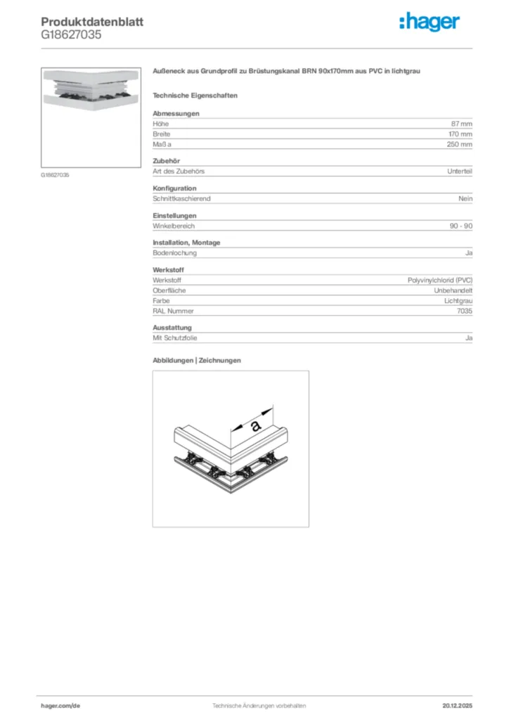 Bild Hager Produktdatenblatt G18627035 | Hager Deutschland